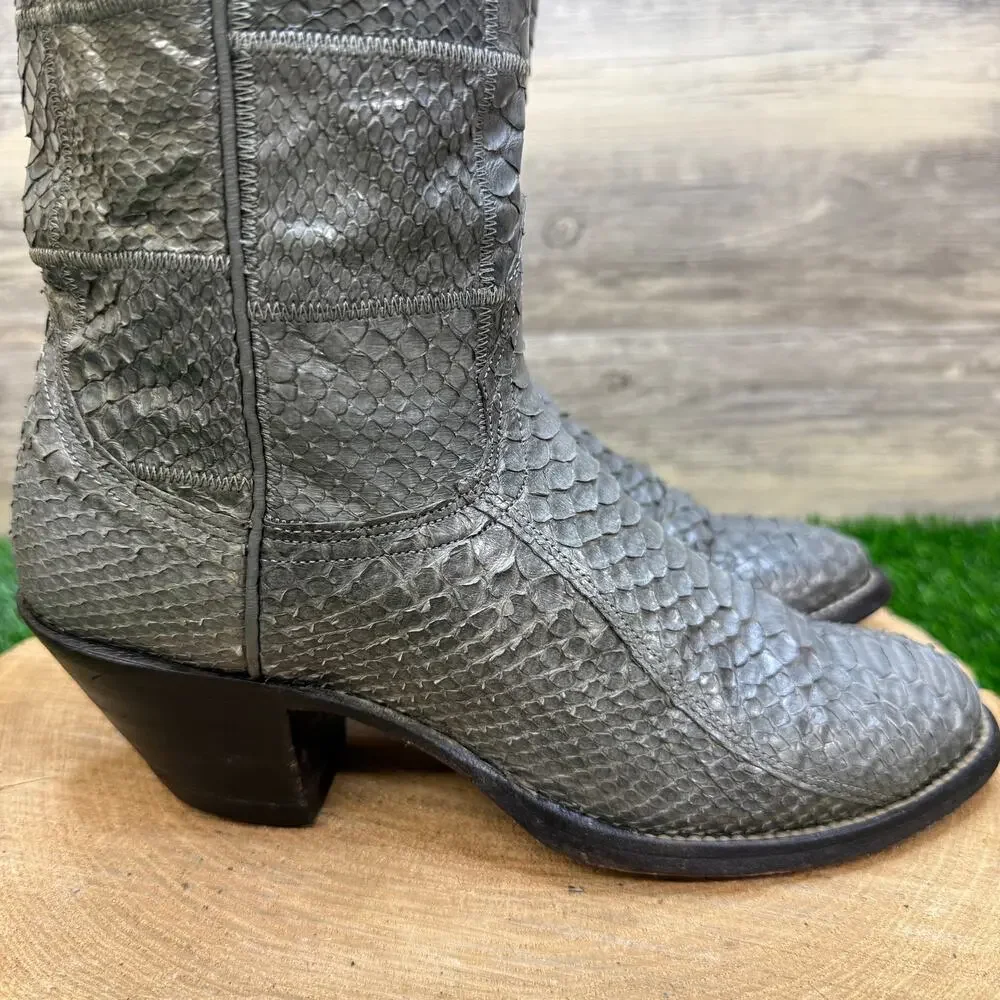 Nocona Men/Women - Size 6/7 - Vintage Gray Snakeskin Cowboy Boots E7599